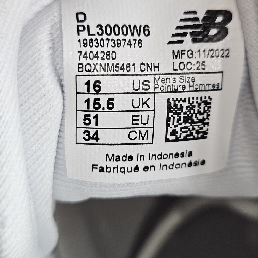 New Balance Men's Fresh Foam 3000 V6 Molded Baseball Cleats White Size 16 - Picture 9 of 10